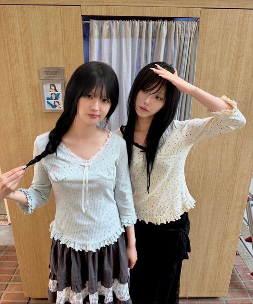 ILLIGO（イリゴ）の「ドットレースTシャツアイボリー（Tシャツ/カットソー・レディース・その他・OS）」の4枚目の写真