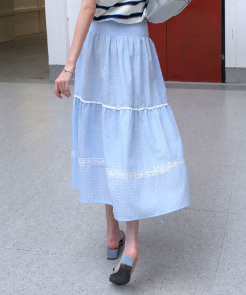 PIGMENT（ピグメント）の「クンコバンレーススカート (KYSK2605110)（スカート・レディース・ネイビー/スカイブルー・SMALL/MEDIUM）」の5枚目の写真
