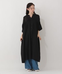 インド製フリルカラーギャザーワンピース
