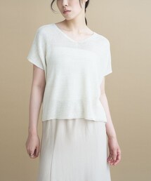 cloenc | 【動画あり】【UVカット/抗菌防臭】ラメガーター フレンチスリーブニット(ニット/セーター)