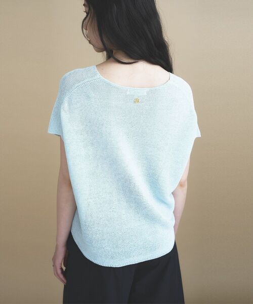 cloenc(クロエンス)の「AIRYDRY ラメガーターフレンチスリーブニット【UVカット/抗菌防臭】(ニット/セーター・レディース・ベージュ/チャコールグレー/パープル/ナチュラル/サックスブルー・02)」の20枚目の写真