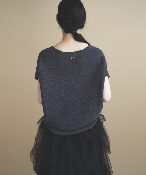 cloenc(クロエンス)の「【UVカット/抗菌防臭】ラメガーター フレンチスリーブニット(ニット/セーター・レディース・ベージュ/チャコールグレー/パープル/ナチュラル/サックスブルー・02)」の19枚目の写真