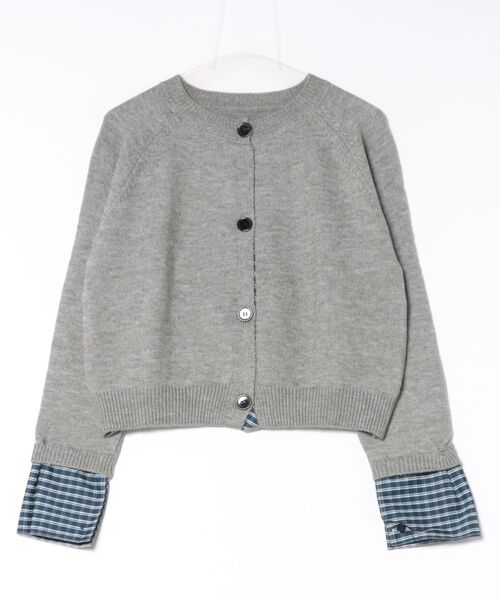 Ritzy(リッツィー)の「袖口チェック切替 クロップドニットカーディガン(カーディガン/ボレロ・レディース・ネイビー/グレー/ベージュ・FREE)」の16枚目の写真