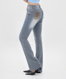KISYNING（キシニング）の「Back Symbol Bootcut Jeans (Light Gray)（デニムパンツ）」