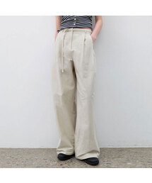 BELTED TWO TUCK WIDE SUMMER PANTS S (PT-5776)