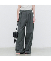 BELTED TWO TUCK WIDE SUMMER PANTS S (PT-5776)