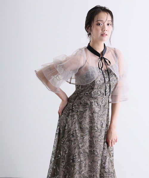 PourVous(プールヴー)の「ロング&袖あり フォーマル コードレース 配色 リボン 2way セレモニー 結婚式二次会 パーティードレス お呼ばれ オケージョンドレス 同窓会成人式(ドレス・レディース・ライトグリーン/ブラック系その他/パープル・S/M)」の11枚目の写真
