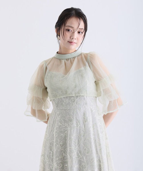 PourVous(プールヴー)の「ロング&袖あり フォーマル コードレース 配色 リボン 2way セレモニー 結婚式二次会 パーティードレス お呼ばれ オケージョンドレス 同窓会成人式(ドレス・レディース・ライトグリーン/ブラック系その他/パープル・S/M)」の16枚目の写真