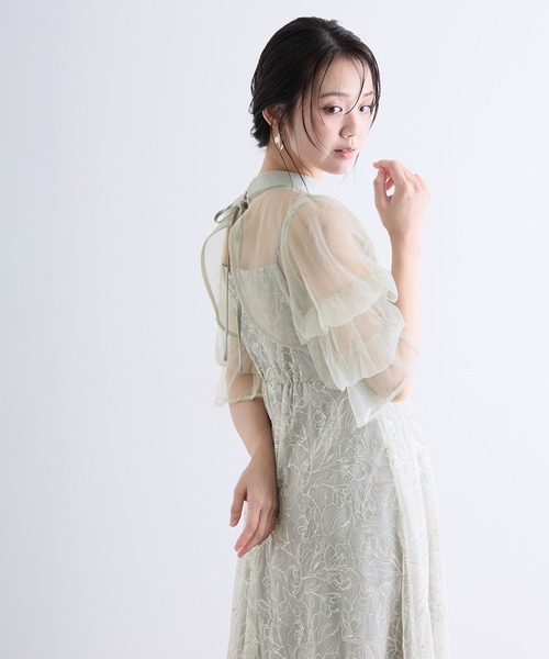 PourVous(プールヴー)の「ロング&袖あり フォーマル コードレース 配色 リボン 2way セレモニー 結婚式二次会 パーティードレス お呼ばれ オケージョンドレス 同窓会成人式(ドレス・レディース・ライトグリーン/ブラック系その他/パープル・S/M)」の17枚目の写真