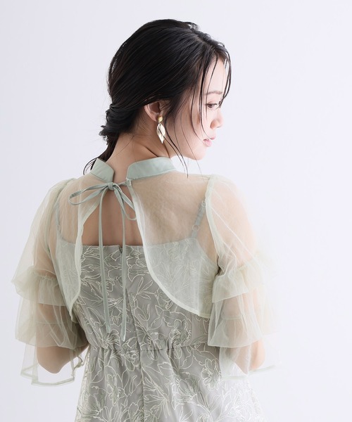 PourVous(プールヴー)の「ロング&袖あり フォーマル コードレース 配色 リボン 2way セレモニー 結婚式二次会 パーティードレス お呼ばれ オケージョンドレス 同窓会成人式(ドレス・レディース・ライトグリーン/ブラック系その他/パープル・S/M)」の22枚目の写真