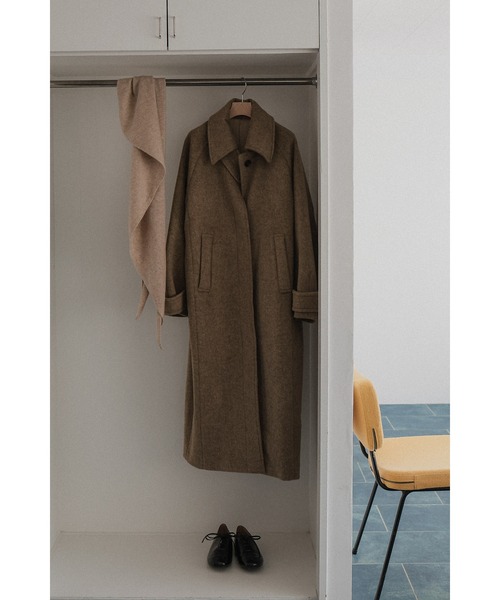 tento(テント)の「Long Balmacaan coat(ステンカラーコート・レディース・ブラウン/ベージュ・FREE)」の2枚目の写真