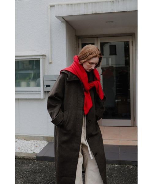 tento(テント)の「Long Balmacaan coat(ステンカラーコート・レディース・ブラウン/ベージュ・FREE)」の1枚目の写真
