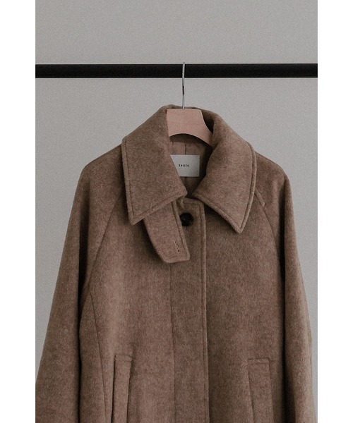 tento(テント)の「Long Balmacaan coat(ステンカラーコート・レディース・ブラウン/ベージュ・FREE)」の21枚目の写真