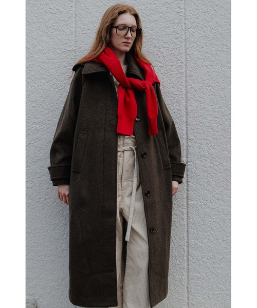 tento(テント)の「Long Balmacaan coat(ステンカラーコート・レディース・ブラウン/ベージュ・FREE)」の7枚目の写真