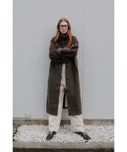 tento(テント)の「Long Balmacaan coat(ステンカラーコート・レディース・ブラウン/ベージュ・FREE)」の11枚目の写真