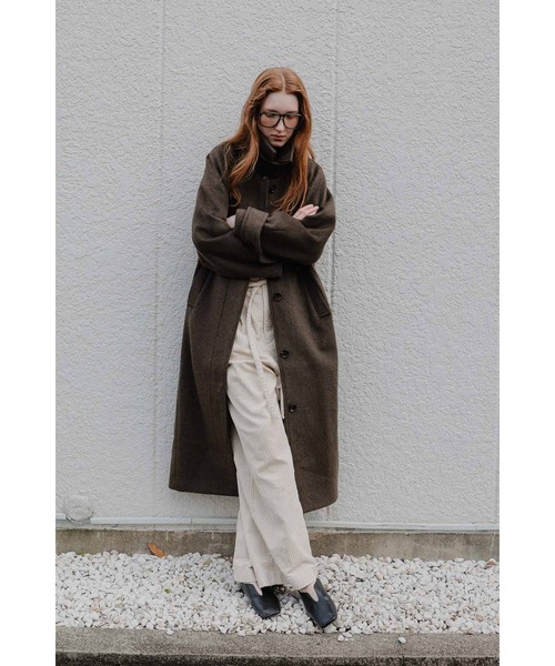 tento(テント)の「Long Balmacaan coat(ステンカラーコート・レディース・ブラウン/ベージュ・FREE)」の12枚目の写真