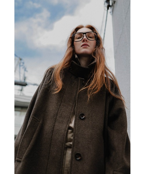 tento(テント)の「Long Balmacaan coat(ステンカラーコート・レディース・ブラウン/ベージュ・FREE)」の3枚目の写真