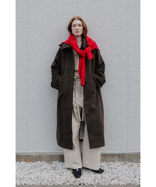 tento(テント)の「Long Balmacaan coat(ステンカラーコート・レディース・ブラウン/ベージュ・FREE)」の13枚目の写真