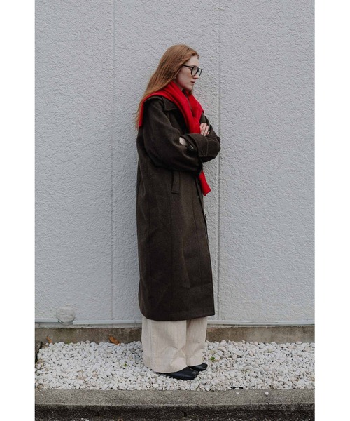 tento(テント)の「Long Balmacaan coat(ステンカラーコート・レディース・ブラウン/ベージュ・FREE)」の14枚目の写真