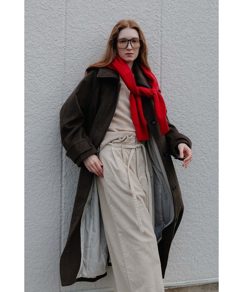 tento(テント)の「Long Balmacaan coat(ステンカラーコート・レディース・ブラウン/ベージュ・FREE)」の8枚目の写真