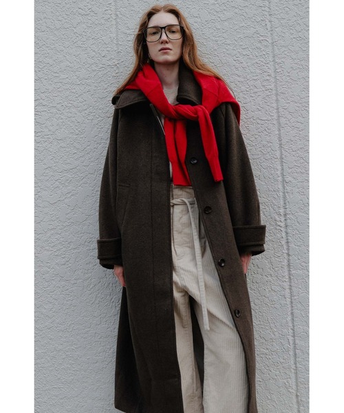 tento(テント)の「Long Balmacaan coat(ステンカラーコート・レディース・ブラウン/ベージュ・FREE)」の5枚目の写真