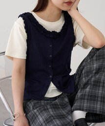 MoschinoCheapandChic 紫色 フリル付きタンクトップ　a294 タンクトップ（ブルー・ネイビー/青色系・フリル）ファッション通販