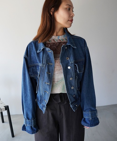 SANSeLF(サンセルフ)の「【SANSeLF】ベルトボリュームスリーブデニムジャケット saw26a021(デニムジャケット・レディース・ブルー・FREE)」の11枚目の写真
