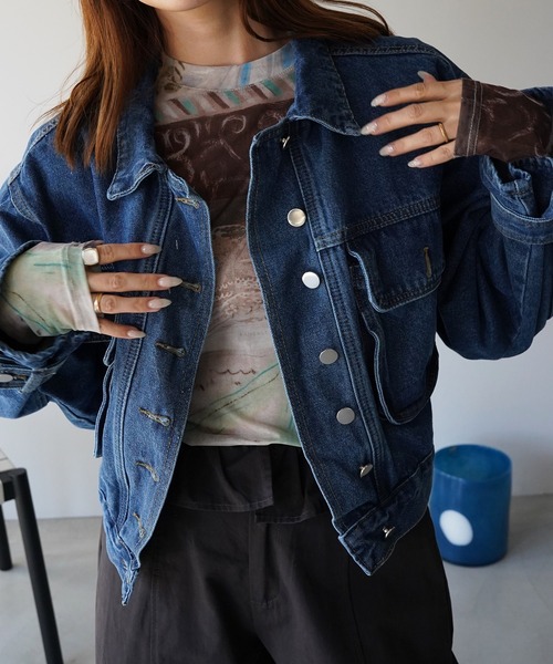 SANSeLF(サンセルフ)の「【SANSeLF】ベルトボリュームスリーブデニムジャケット saw26a021(デニムジャケット・レディース・ブルー・FREE)」の15枚目の写真