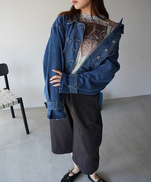 SANSeLF(サンセルフ)の「【SANSeLF】ベルトボリュームスリーブデニムジャケット saw26a021(デニムジャケット・レディース・ブルー・FREE)」の16枚目の写真