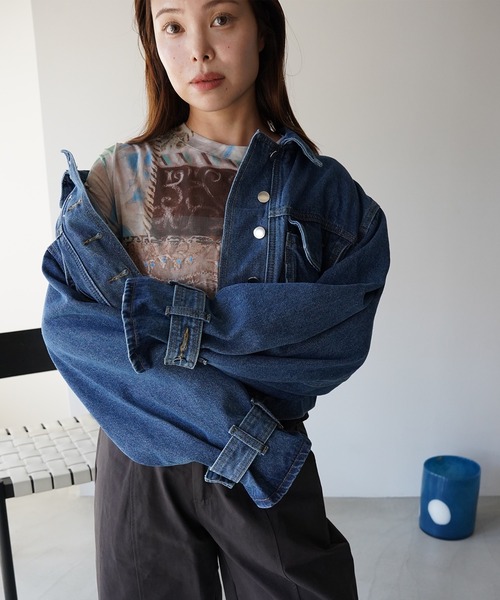 SANSeLF(サンセルフ)の「【SANSeLF】ベルトボリュームスリーブデニムジャケット saw26a021(デニムジャケット・レディース・ブルー・FREE)」の19枚目の写真