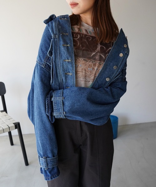 SANSeLF(サンセルフ)の「【SANSeLF】ベルトボリュームスリーブデニムジャケット saw26a021(デニムジャケット・レディース・ブルー・FREE)」の20枚目の写真
