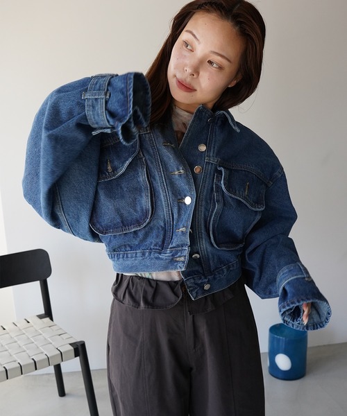 SANSeLF(サンセルフ)の「【SANSeLF】ベルトボリュームスリーブデニムジャケット saw26a021(デニムジャケット・レディース・ブルー・FREE)」の21枚目の写真