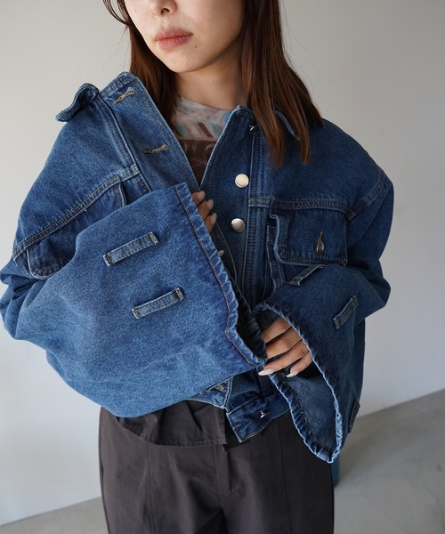 SANSeLF(サンセルフ)の「【SANSeLF】ベルトボリュームスリーブデニムジャケット saw26a021(デニムジャケット・レディース・ブルー・FREE)」の12枚目の写真