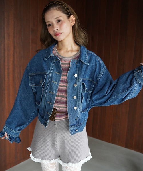 SANSeLF(サンセルフ)の「【SANSeLF】ベルトボリュームスリーブデニムジャケット saw26a021(デニムジャケット・レディース・ブルー・FREE)」の8枚目の写真