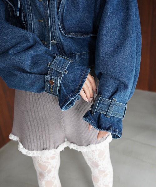 SANSeLF(サンセルフ)の「【SANSeLF】ベルトボリュームスリーブデニムジャケット saw26a021(デニムジャケット・レディース・ブルー・FREE)」の5枚目の写真