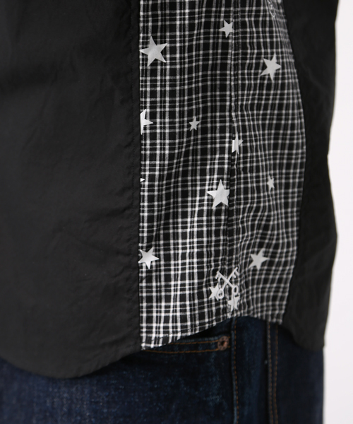 uniform experiment（ユニフォームエクスペリメント）の「BLACK CHECK STAR PANEL B.D SHIRT（シャツ/ブラウス・メンズ・ブラック/ホワイト・3/1/2）」の8枚目の写真