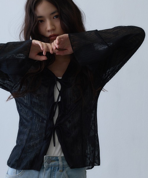 Clum(クルム)の「sheer ribbon cardigan / シアーリボンカーディガン(カーディガン/ボレロ・レディース・ブラック・LARGE/X-LARGE/MEDIUM)」の14枚目の写真