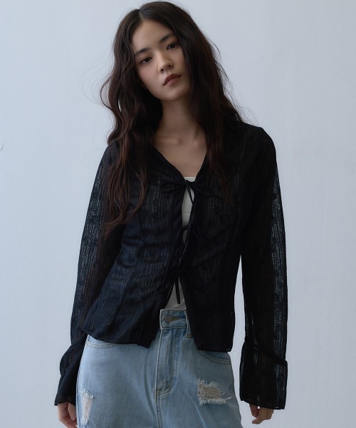 Clum(クルム)の「sheer ribbon cardigan / シアーリボンカーディガン(カーディガン/ボレロ・レディース・ブラック・LARGE/X-LARGE/MEDIUM)」の13枚目の写真