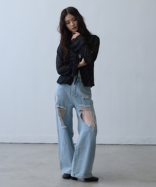 Clum(クルム)の「sheer ribbon cardigan / シアーリボンカーディガン(カーディガン/ボレロ・レディース・ブラック・LARGE/X-LARGE/MEDIUM)」の10枚目の写真