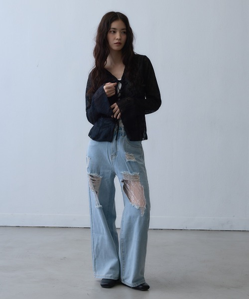 Clum(クルム)の「sheer ribbon cardigan / シアーリボンカーディガン(カーディガン/ボレロ・レディース・ブラック・LARGE/X-LARGE/MEDIUM)」の9枚目の写真