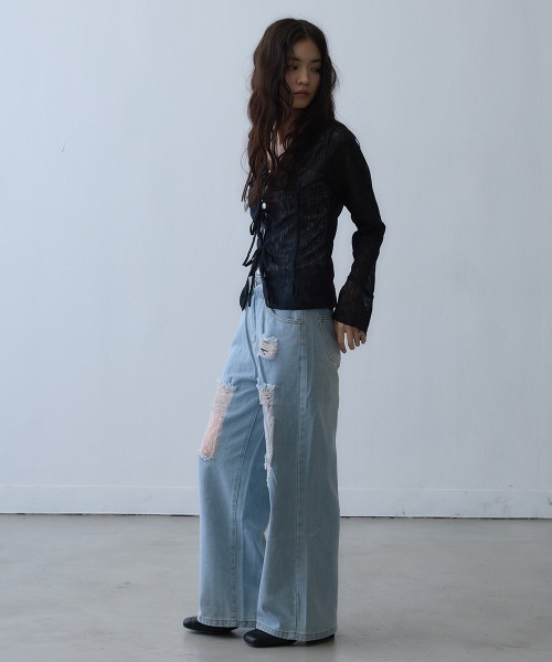 Clum(クルム)の「sheer ribbon cardigan / シアーリボンカーディガン(カーディガン/ボレロ・レディース・ブラック・LARGE/X-LARGE/MEDIUM)」の8枚目の写真