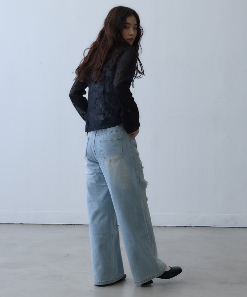 Clum(クルム)の「sheer ribbon cardigan / シアーリボンカーディガン(カーディガン/ボレロ・レディース・ブラック・LARGE/X-LARGE/MEDIUM)」の7枚目の写真