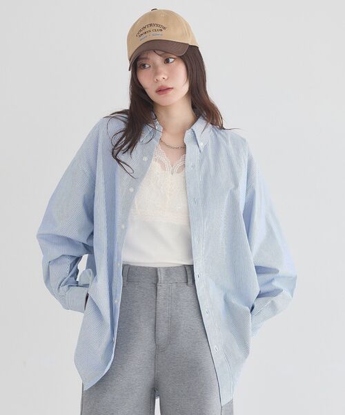 earth music&ecology(アースミュージックアンドエコロジー)の「ダッドシャツ(シャツ/ブラウス・レディース・ブラウン/イエロー系その他2/ブルー系その他6・FREE)」の1枚目の写真