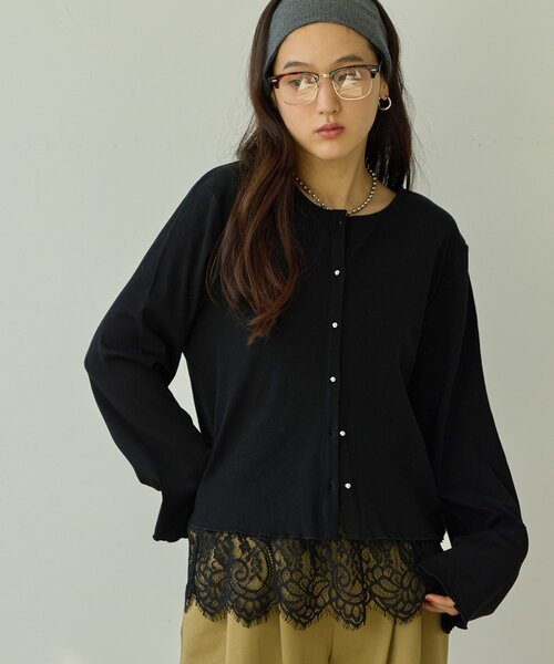 DISCOAT(ディスコート)の「【Noka】レースキャミ付アンサンブル《WEB限定》(アンサンブル・レディース・アイボリー/ブラック・FREE)」の1枚目の写真