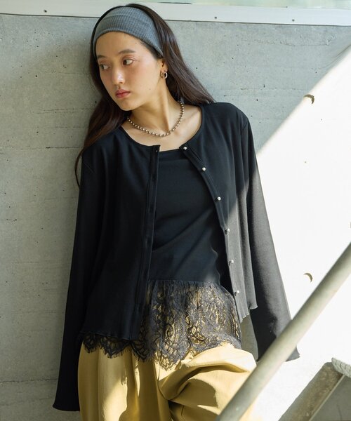 DISCOAT(ディスコート)の「【Noka】レースキャミ付アンサンブル《WEB限定》(アンサンブル・レディース・アイボリー/ブラック・FREE)」の3枚目の写真