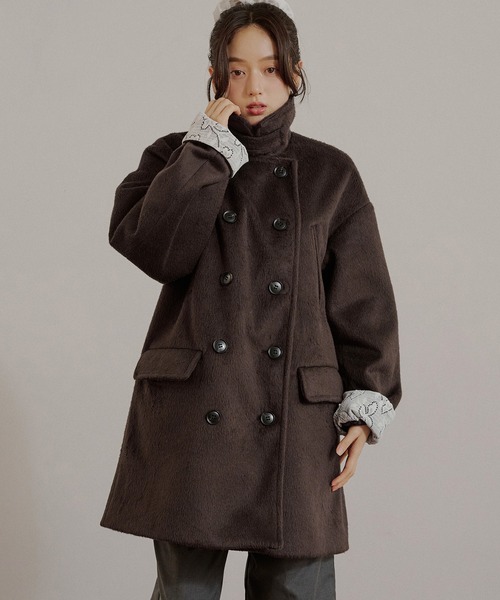 shaggy double-breasted half coat / シャギーダブルハーフコート