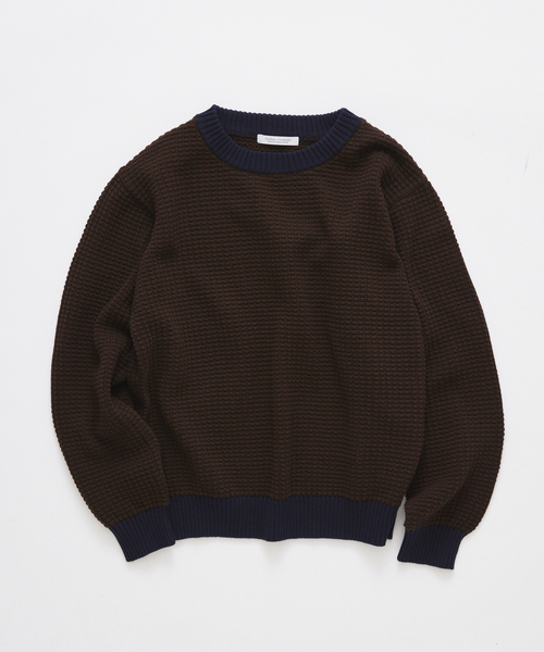 JOURNAL STANDARD(ジャーナルスタンダード)の「コットン ワッフル クルーネック ニット(ニット/セーター・メンズ・ブラウン/ブラウン系その他・MEDIUM/LARGE)」の1枚目の写真