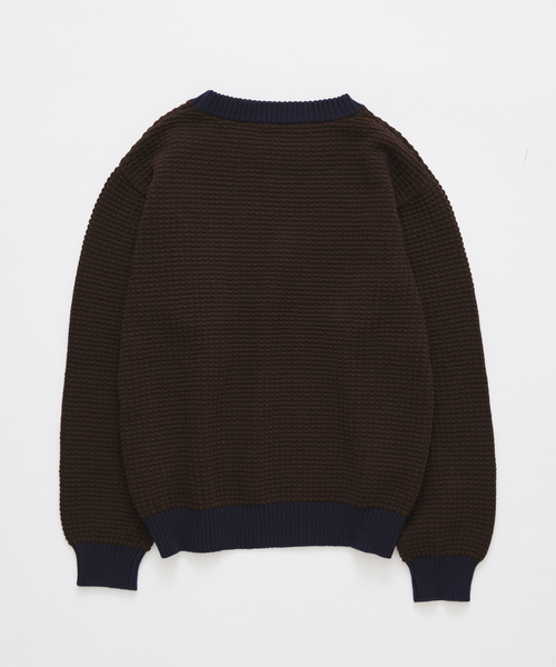 JOURNAL STANDARD(ジャーナルスタンダード)の「コットン ワッフル クルーネック ニット(ニット/セーター・メンズ・ブラウン/ブラウン系その他・MEDIUM/LARGE)」の3枚目の写真