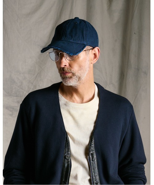 wjk(ダヴルジェイケイ)の「cotton linen herringbone aging B.B.cap(キャップ・メンズ・ネイビー/チャコール/ブラック・FREE)」の3枚目の写真