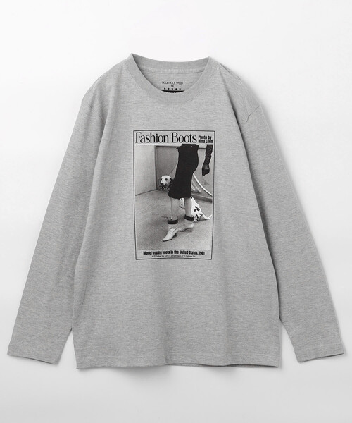 GOOD ROCK SPEED(グッドロックスピード)の「GOOD ROCK SPEED/グッドロックスピード Animal Monotone PhotoロンT/プリントTシャツ(Tシャツ/カットソー・レディース・ライトグレー/ネイビー/ホワイト/オフホワイト/チャコールグレー・フリ-)」の4枚目の写真